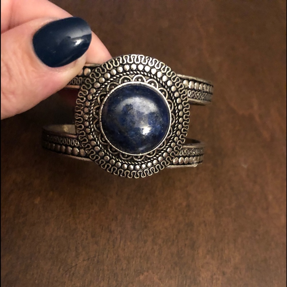 Silver and blue bracelet